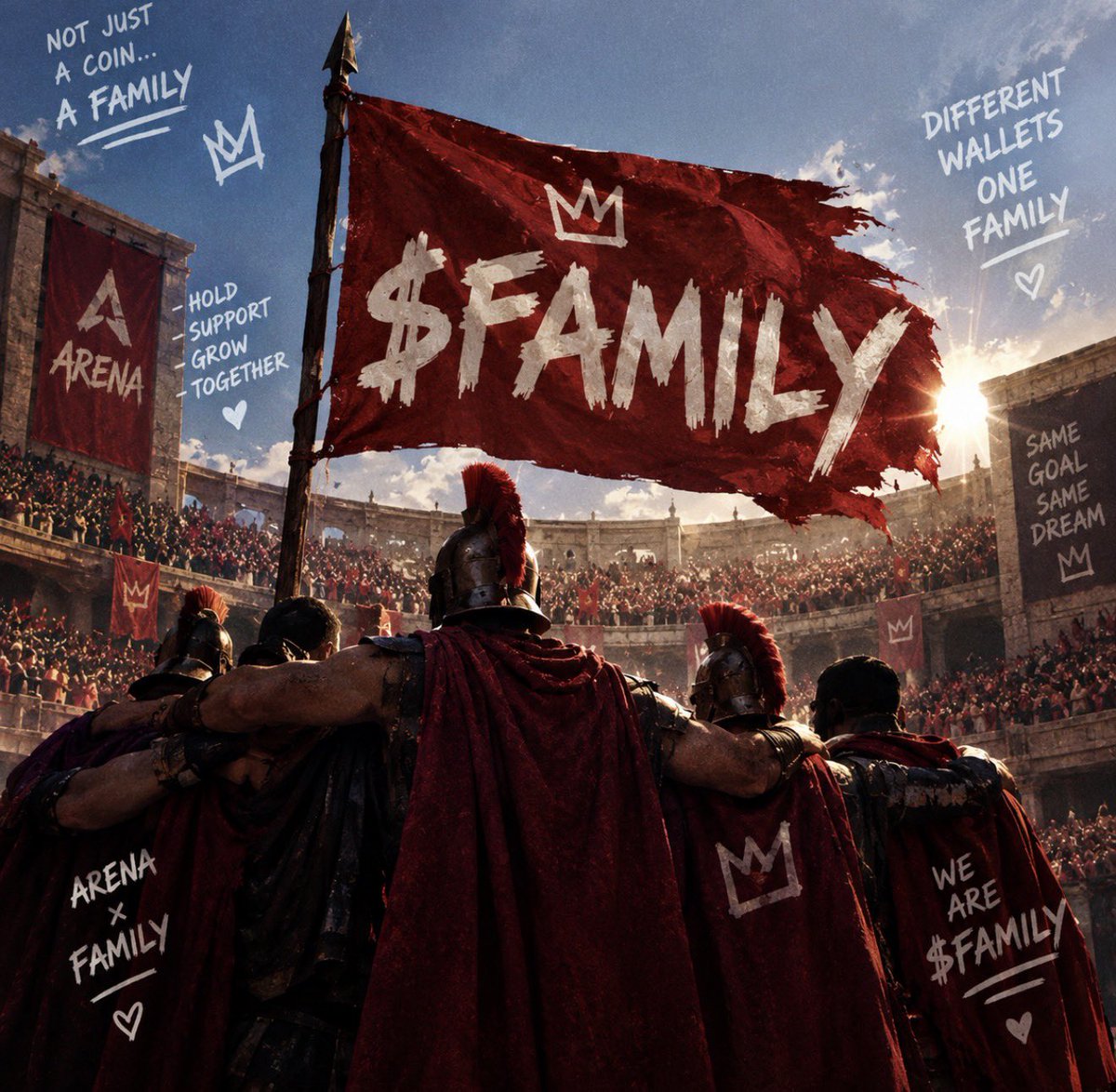 Zecksezy's tweet photo. Just launched $FAMILY on the Arena Launchpad 🛡️

One family. Different wallets.

No matter the wallet, we’re all in the same arena.

$FAMILY
CA: 0xa6296664A5e9B91BCd91031e64982270EDa516Fd

https://t.co/duZjuRL9nm https://t.co/GOKJujlSDo
