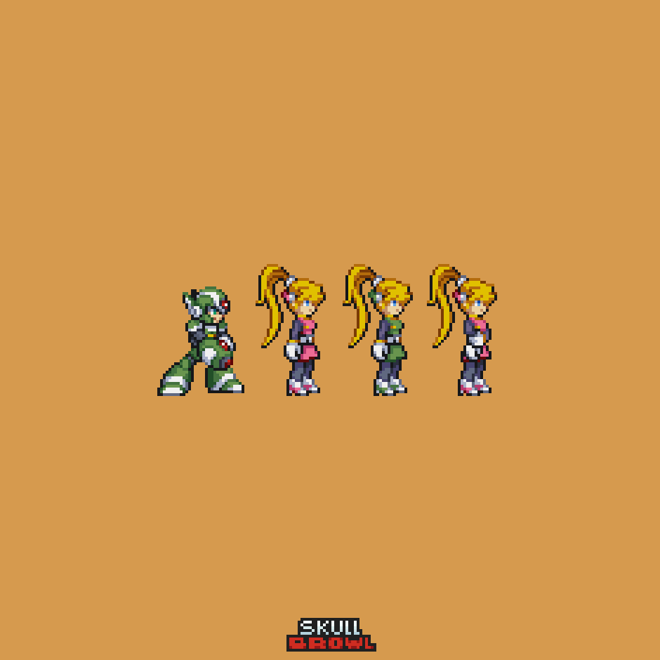 skullbrow's tweet photo. Ciel and Milan. This time I went a bit further. I’ve always thought it was strange that everyone in the Resistance was just a random, weak Reploid, so I made Milan a former combat Reploid. Follow the thread 1/2 🧵 https://t.co/Rd4X7V0kMo
