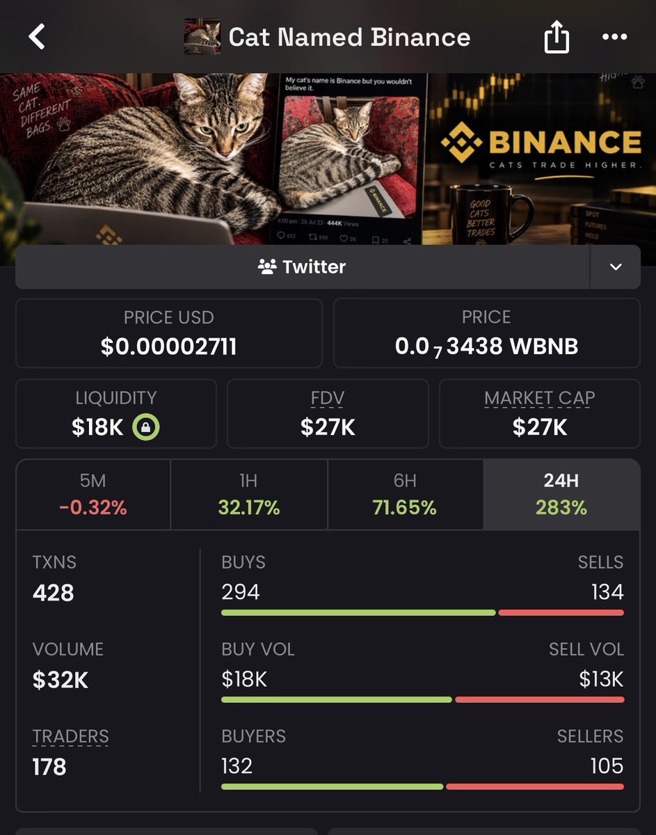 operator9096's tweet photo. Fairs to call Cat $binance? If #binance can who am I not to🔥

Catch up at the top🚀🚀🚀 https://t.co/YacS72CEgo