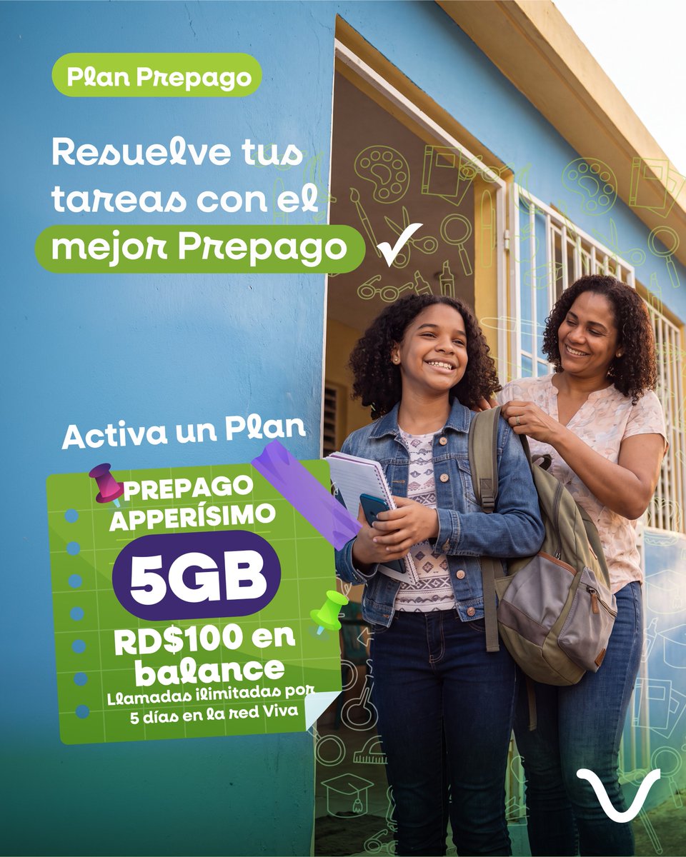 Viva_RD's tweet photo. El Plan Prepago que te resuelve. 🔥
Actívalo GRATIS y recibe RD$100 en balance + 5GB de internet + llamadas ilimitadas dentro de la red Viva por 5 días. 📲
¡Ya tú sabes! 😎
#VivaRD #RegresoAClases #PlanPrepago #EstamosDeTuLado https://t.co/jUhW11kurv