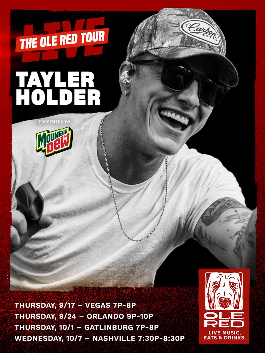 OleRed's tweet photo. @taylerholder is hitting the Ole Red Orlando stage THIS THURSDAY at 9PM! 

Last chance to secure your spot! You don't want to miss this 🤩 
RSVP HERE: https://t.co/5deJdHlDdE https://t.co/9SpkKM1sYo