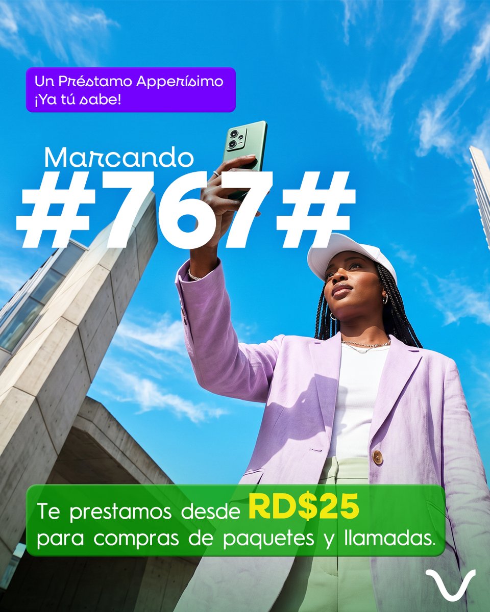 Viva_RD's tweet photo. Con Préstame obtén desde RD$25 para activar tus paquetes o seguir comunicándote cuando más lo necesites. 📲
Actívalo fácil marcando #767# y sigue conectado. 🙌
¡Ya tú sabes!
#VivaRD #PréstameViva #PlanPrepago #EstamosDeTuLado https://t.co/smLVlnO83z