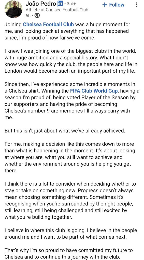 AnatomicalFA's tweet photo. 🚨🇧🇷 João Pedro explains why he chose to extend his @ChelseaFC contract until 2034.

“I have felt at home from the moment that I joined.”

🗣️ He also revealed that conversations with Xabi Alonso helped convince him to stay. https://t.co/P93EHeNErG