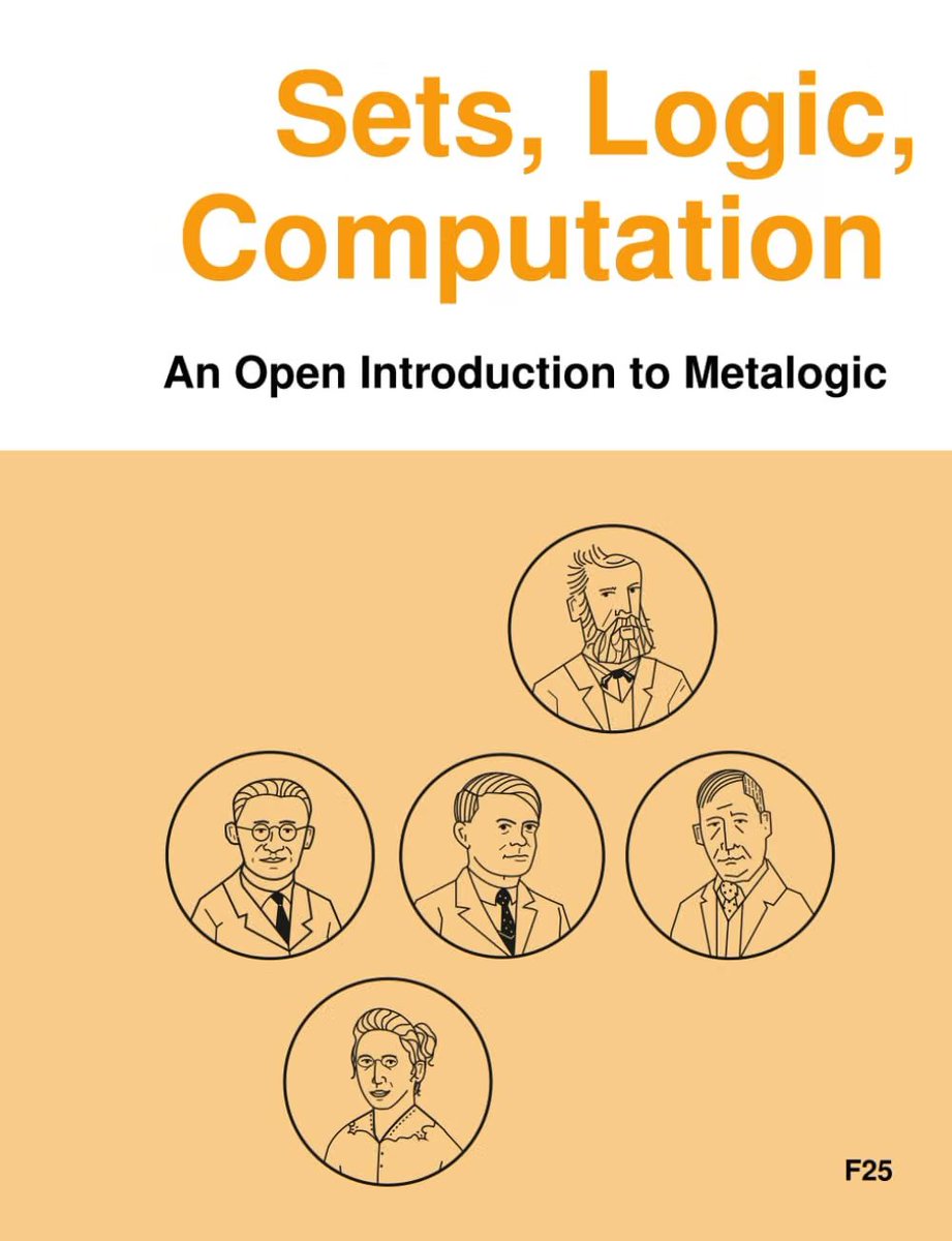 KirkDBorne's tweet photo. "Sets, Logic, Computation" — Open-access book. Download 437-page PDF here: https://t.co/7i8DYu6IGC

Metalogic book aimed at students of computer science and philosophy.

Topics include:
Relations, Graphs, Trees
Sets - Countable and Uncountable
Functions - Inverses, Partial
First-Order Logic and Beyond - in depth
Derivation Systems - Sequent Calculus, Deduction
Theorems & Lemmas - Completeness, Compactness
Turing Machines - Representations, Computations, States, Decisions, Undecidability Theorems
Proofs and Induction
