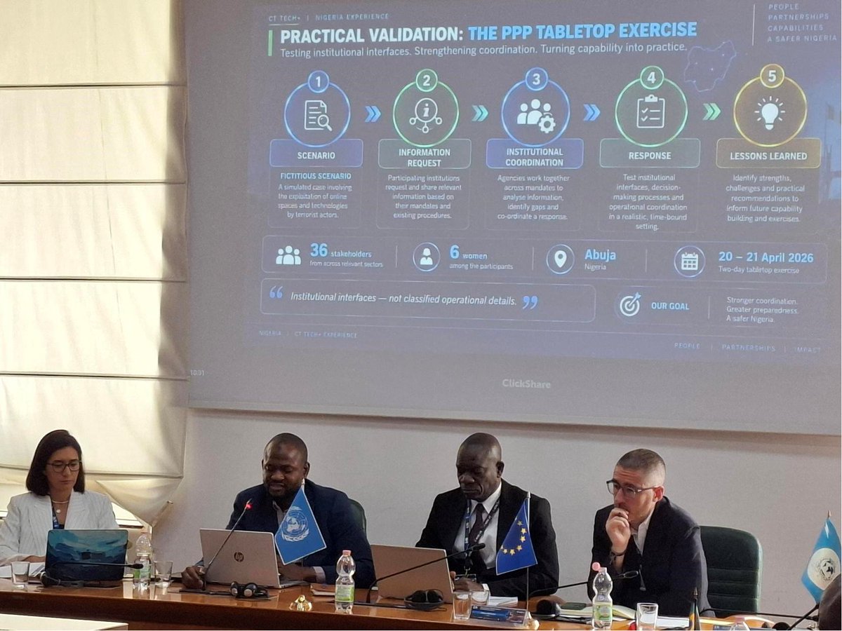 UN_OCT's tweet photo. Last week, the Global Training on #AI & Digital Transformations in Security Sector explored #AI challenges in #CounterTerrorism: risks, governance, ethics, operations
By @UN_OCT @unicri & #INTERPOL through #CTTECH+ & #AIPOL
🙏Funded by @EUinemergencies
#UNiteToCounterTerrorism https://t.co/hUDnxTFVAK