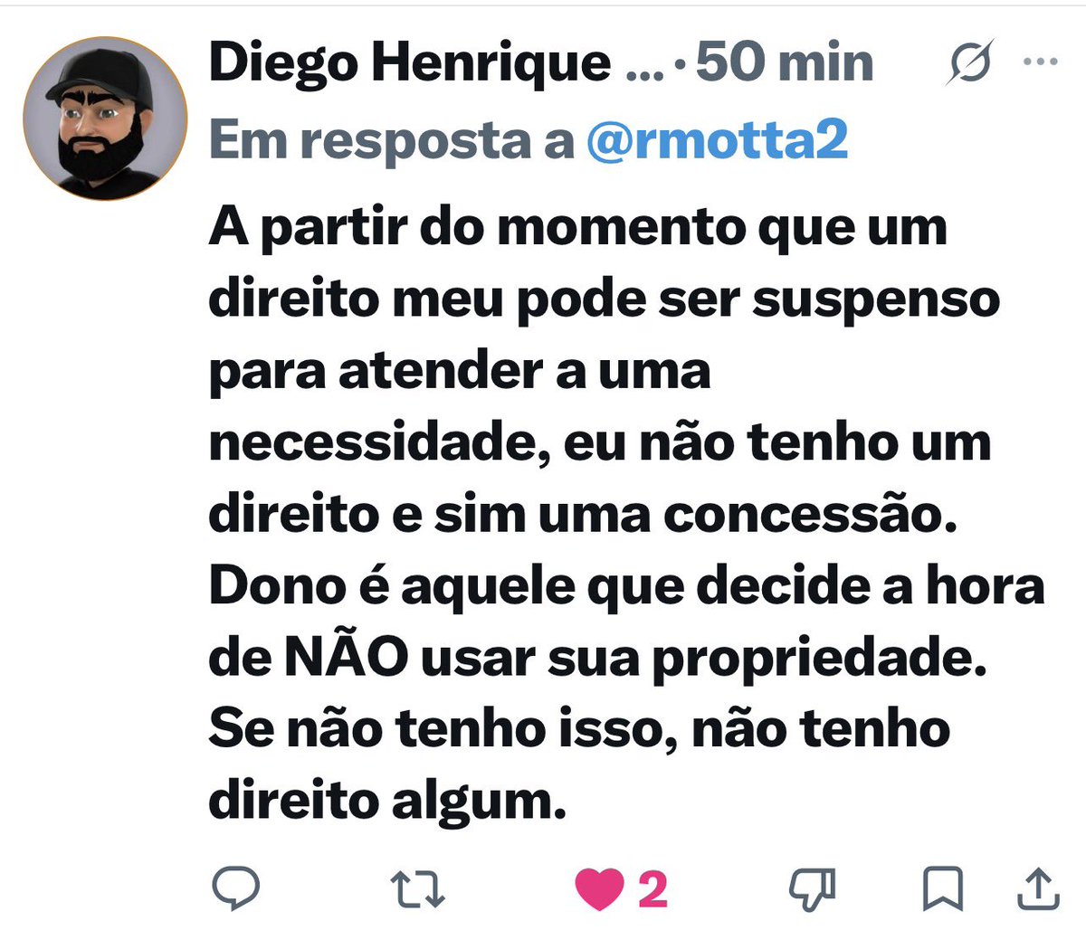 rmotta2's tweet photo. Nota 10. Quem deve decidir a utilização da propriedade é o dono, ninguém mais. https://t.co/if0lKrp33i