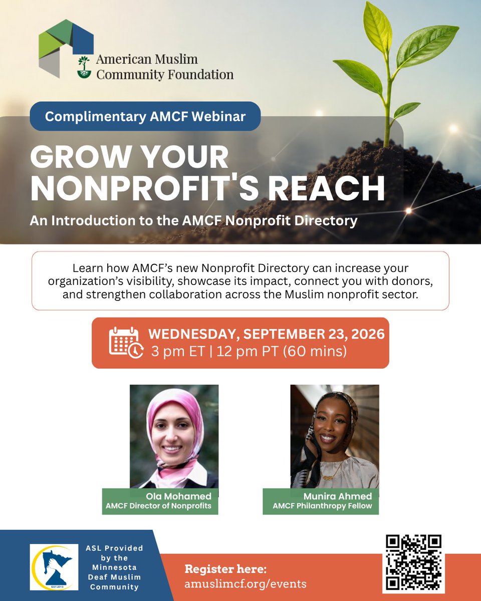 AMuslimCF's tweet photo. 📣 Nonprofit leaders and board members—this one’s for you!

🔗RSVP: https://t.co/CfdILNpVcU

#AMCF #MuslimNonprofits #NonprofitLeadership #NonprofitLeaders #BoardLeadership #MuslimPhilanthropy #Philanthropy #CommunityBuilding #NonprofitResources #MNDeafMuslims #MDMC https://t.co/2KzauimkCq
