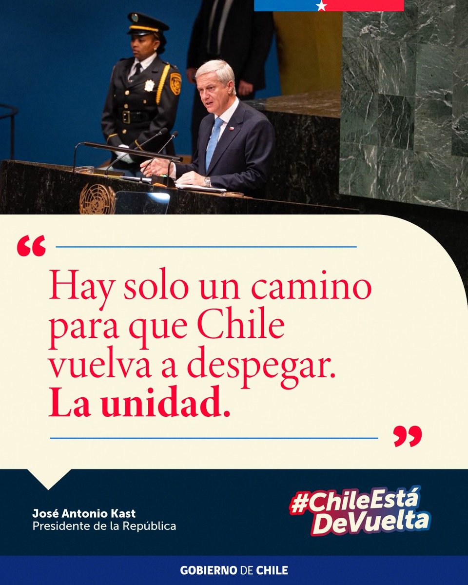 agustinromerole's tweet photo. Desde la ONU, el Presidente @josentoniokast puso a Chile nuevamente en el mapa con una señal clara al mundo: queremos inversión, queremos crecimiento y queremos oportunidades para los chilenos.
#ChileEstáDeVuelta 🇨🇱 https://t.co/NJbqImrRwg