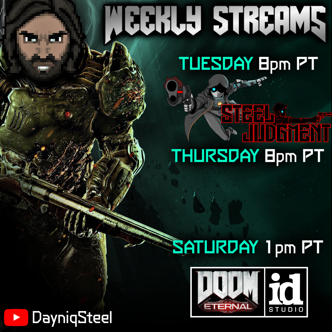 DayniqSteel's tweet photo. This week, I'm only streaming tonight and Saturday. That's because I want to use the extra time to work on my next review video! I'll be making a video on @SteelJudgment, an ultra-fast roguelite FPS! I actually really enjoyed the demo and I'm looking forward to experiencing the rest of the game tonight on stream!
https://t.co/IrSynapXV5