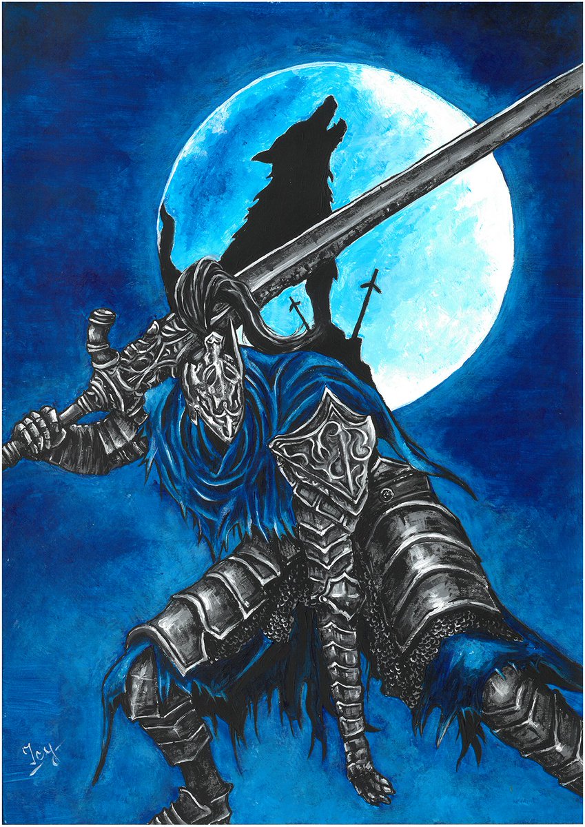 IcyArt_'s tweet photo. Happy 15th anniversary Dark Souls.  Acrylic painting of one of my favourite bosses, Artorias The Abysswalker. https://t.co/cNiAs3jyJ6