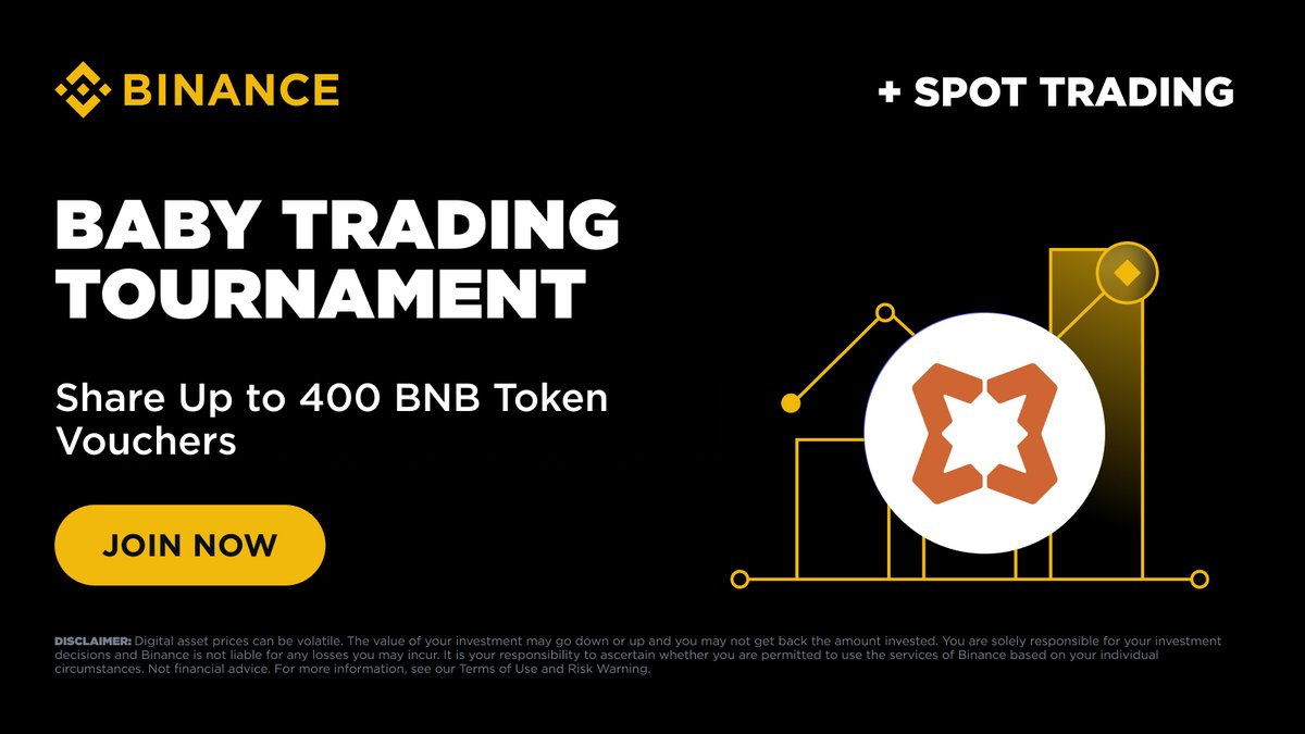 crypto_towfik's tweet photo. Binance just launched the BABY Spot Trading Tournament.

Total pool: 400 BNB in token vouchers
Duration: 22–29 Sep 2026 (UTC)
Pairs: BABY/USDT, BABY/USDC

Simple breakdown:
• Register first on the event page
• Trade the eligible BABY spot pairs
• $500 volume = eligibility only
• Final reward depends on your ranking

Top rewards:
1st 12 BNB
2nd 10 BNB
3rd 8 BNB

Remaining eligible users share the rest, capped at 0.05 BNB each.

I will post the important updates from this tournament here.

Follow @crypto_towfik for Binance offers and project updates.

Join here: https://t.co/I8WaV6yAlp

NFA | DYOR

#Binance #BABY