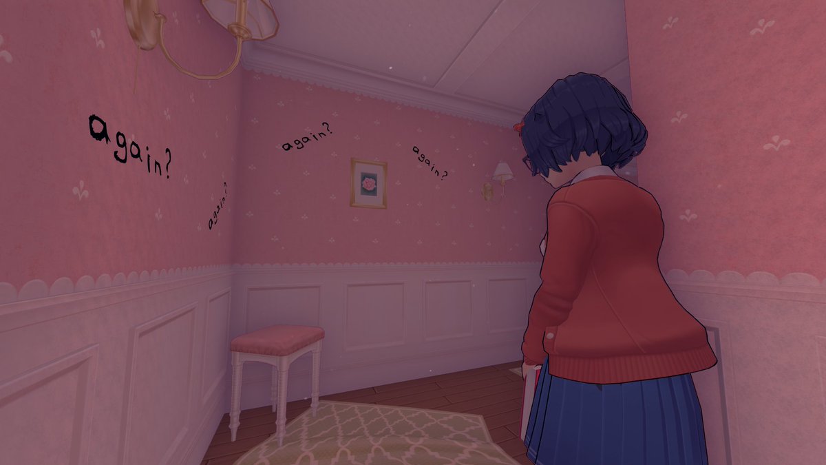 DailyMilaMiside's tweet photo. The room keeps looping, it's gotten darker and now there's strange writings on the wall...
#MilaMiside #Mila #MisideMila #MiSide #ミサイド https://t.co/H1bmOdo8cB