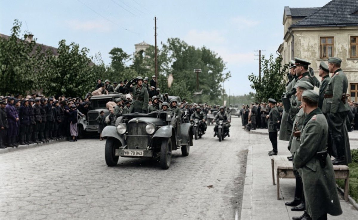 ReidEdwardII's tweet photo. On September 22, 1939, one of the most revealing and stark scenes of the invasion of Poland unfolded in Brest (Brześć). German forces, which had captured the city, formally handed it over to the advancing Red Army. German and Soviet troops then took part in a ceremonial military parade, reviewed by German General Heinz Guderian and Soviet commander Semyon Krivoshein. Photographs from that day remain a stark visual record of the cooperation between Germany and the Soviet Union during the destruction of the Polish state.

The parade was not an accidental meeting between two armies. Less than a month earlier, Germany and the Soviet Union had signed the Molotov - Ribbentrop Pact, whose secret protocol divided much of Eastern Europe into German and Soviet spheres of influence. Germany invaded Poland from the west on September 1; the Soviet Union invaded from the east on September 17. At Brest, the two invasions literally met. The transfer of the city and the presence of both armies together symbolized the partition of Poland that their governments had already agreed upon.

The image is especially powerful in retrospect. Within two years, Hitler and Stalin would become mortal enemies when Germany invaded the Soviet Union, but in September 1939 their regimes were cooperating in the dismantling of Poland. Behind the flags, tanks and marching soldiers lay the beginning of two brutal occupations. Poland had been attacked by two totalitarian powers, yet the Polish nation survived both…