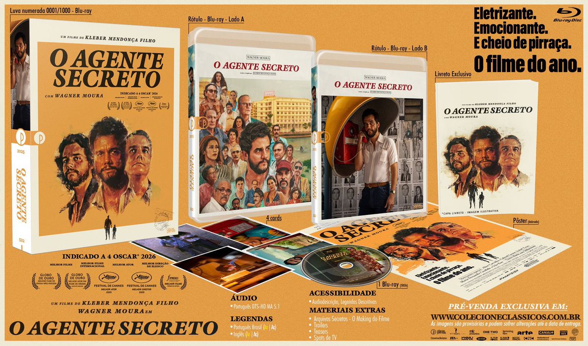 kmendoncafilho's tweet photo. E esse é o lançamento brasileiro de O AGENTE SECRETO também espetacular, mas de outra forma. Via @opdocinema À venda! https://t.co/dMZS1Wm6Bp