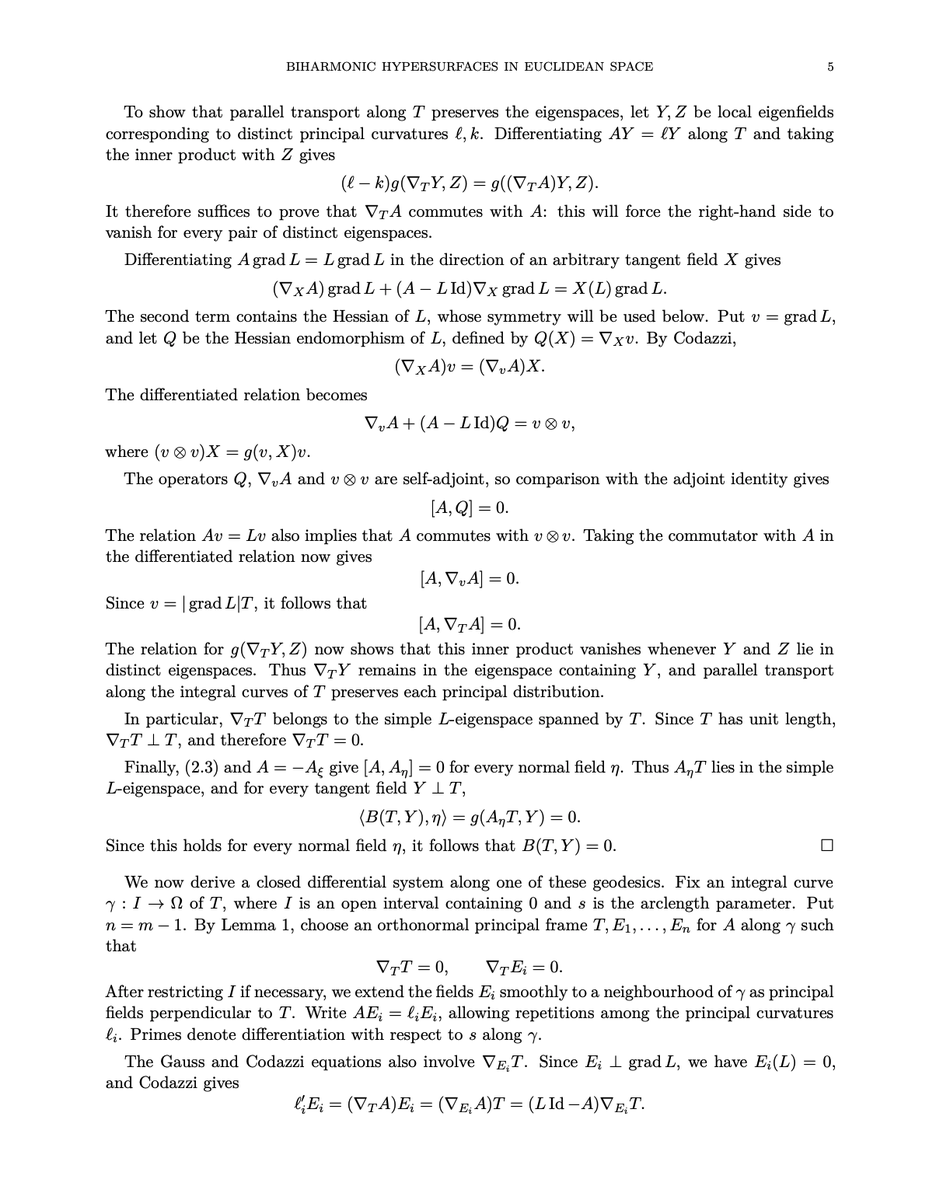 mattdeabraham's tweet photo. just solved the hypersurface case of Chen’s conjecture:

"Every biharmonic hypersurface in Euclidean space is minimal."

it's been proved in E³,…, E⁶, but resisted full generalization for 41 years. but with some help from gpt-6 astra, here’s a proof in every dimension :) 

preprint below