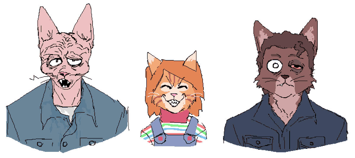 sfd28__'s tweet photo. what if the slasher villains were cute pussycats https://t.co/vkFnMKKTZx