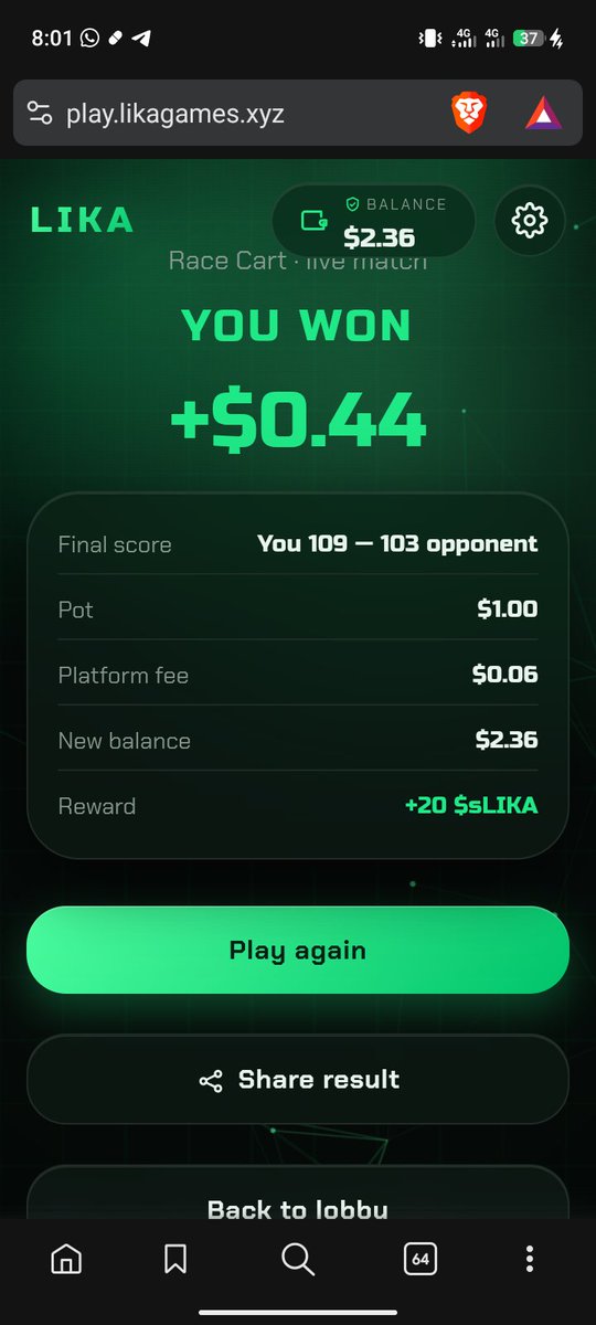 favour62033's tweet photo. I won guys 😂 
I beat the hella outta this guy 😂and got some $.

I wonder why you haven't joined me on @LikaGames_ 

Join here 
https://t.co/PBcJKXnVYw https://t.co/8Wu2fSAh5U