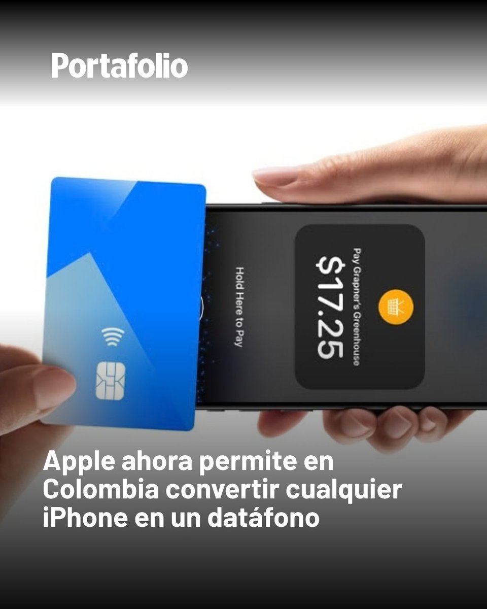 Portafolioco's tweet photo. 📱💳 ¿Se imagina cobrar sin datáfono? Apple ya habilitó Tap to Pay en Colombia.

La herramienta permite que los comercios reciban pagos sin contacto directamente desde un iPhone, sin necesidad de utilizar un dispositivo adicional. Los clientes podrán pagar con tarjetas contactless, Apple Pay y otras billeteras digitales compatibles.

👉 ¿Cómo funciona y qué se necesita para empezar a cobrar? Conozca todos los detalles en este link:

https://t.co/BKPNCpiGXG

#Apple #TapToPay #Tecnología #PagosDigitales