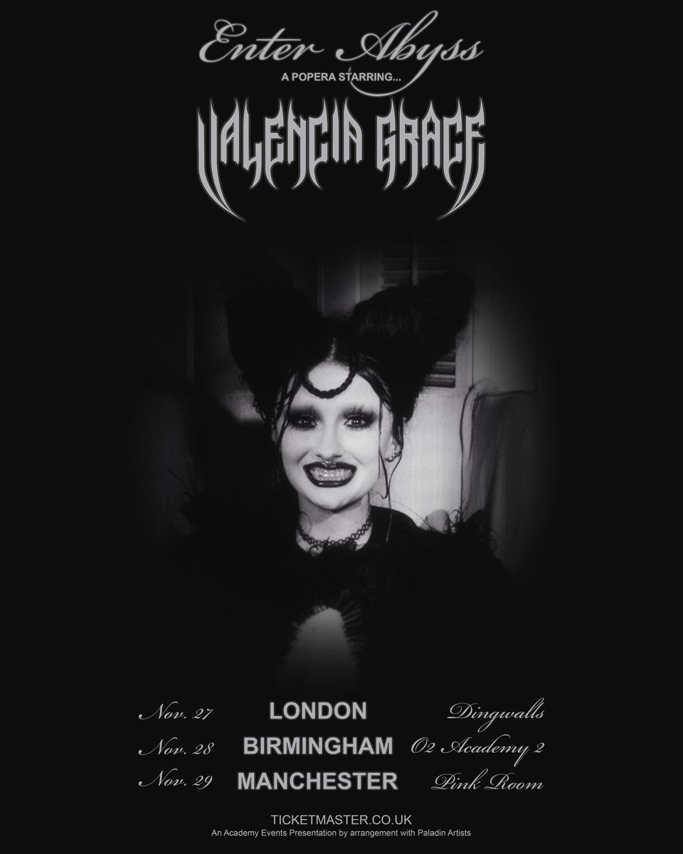 valenciagracehq's tweet photo. Valencia Grace announces UK tour dates this November, with show in London, Birmingham and Manchester. Tickets here: https://t.co/QImTMAFo5v https://t.co/C1rGN7aOAi