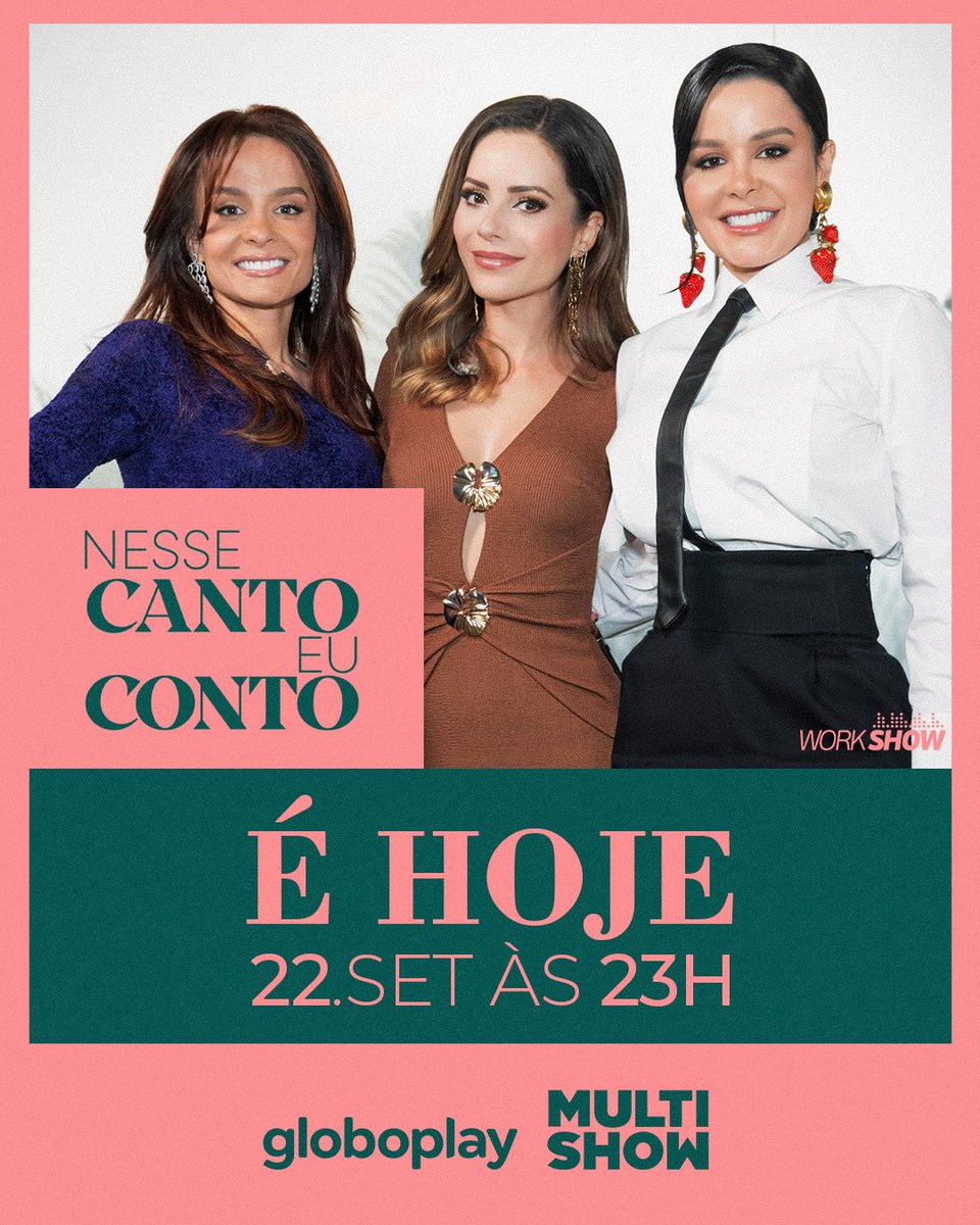 Maraisa's tweet photo. Temos um encontro marcado! 🎶🎤

Hoje, às 23h, estaremos no programa Nesse Canto Eu Conto, com a Sandy.

Foi uma conversa especial, com muitas músicas, emoção e histórias que amamos compartilhar com vocês. 🥰

Esperamos todos no @multishow e no @globoplay. Não percam!!♥️ https://t.co/NIvvvBUJYR