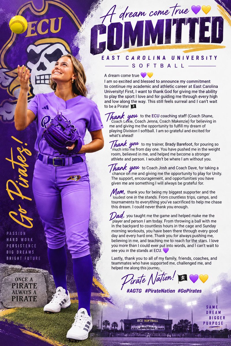 Tinley_Goodson's tweet photo. Let’s Go @ecu__softball I can’t wait!
@UnityCoachJosh @UnityJohnsonVB @AshVanBoxmeer4 @AnthonyBocchin4 @VAUnitySB @THEWOWSB @LineDsoftball @TrueRecruitsSB @SoftbalAmerica @PirateSBcamps @BradyVernon https://t.co/TLDvMlMffG