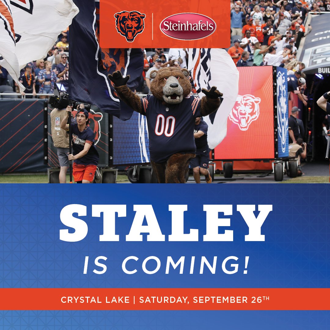 BearsLocal's tweet photo. .@TheRealStaley is coming to Steinhafels in Crystal Lake this Saturday from 12-1pm CT

Bring the fam, snap a pic &amp; check out the best in Chicagoland furniture, mattresses and home decor 🛋️ https://t.co/5bXijEUl7r