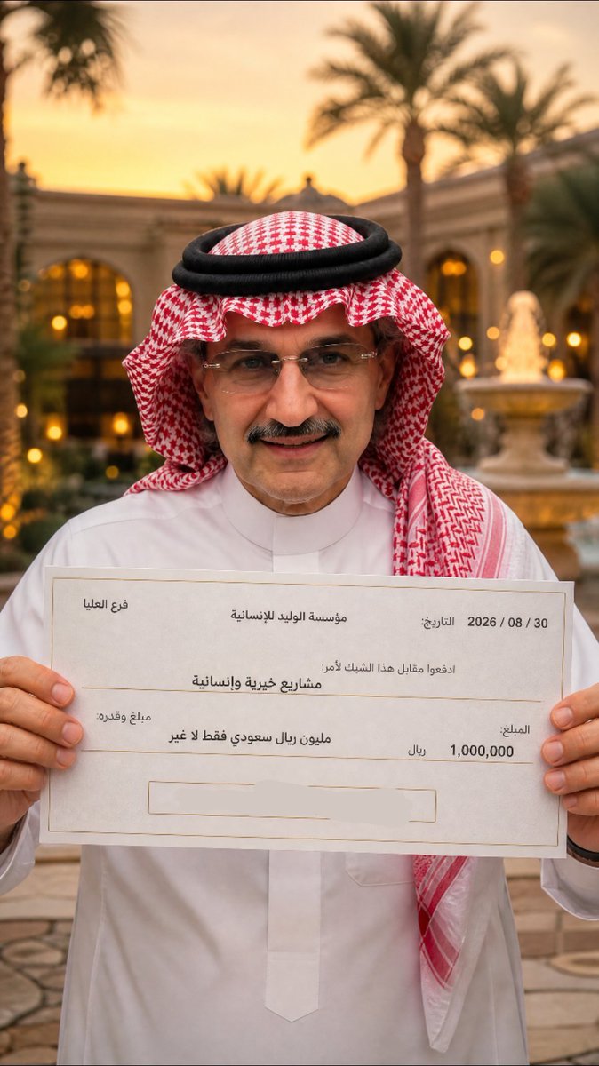 dt2ae's tweet photo. لو جاك هذا الشيك بمبلغ 20،000،000 مليون ﷼ سعودي  اليوم
هل يمكن للمبلغ .. أن يحل كل مشاكلك💵 

◯ نعم

◯ لا https://t.co/DwnvIqLLdc