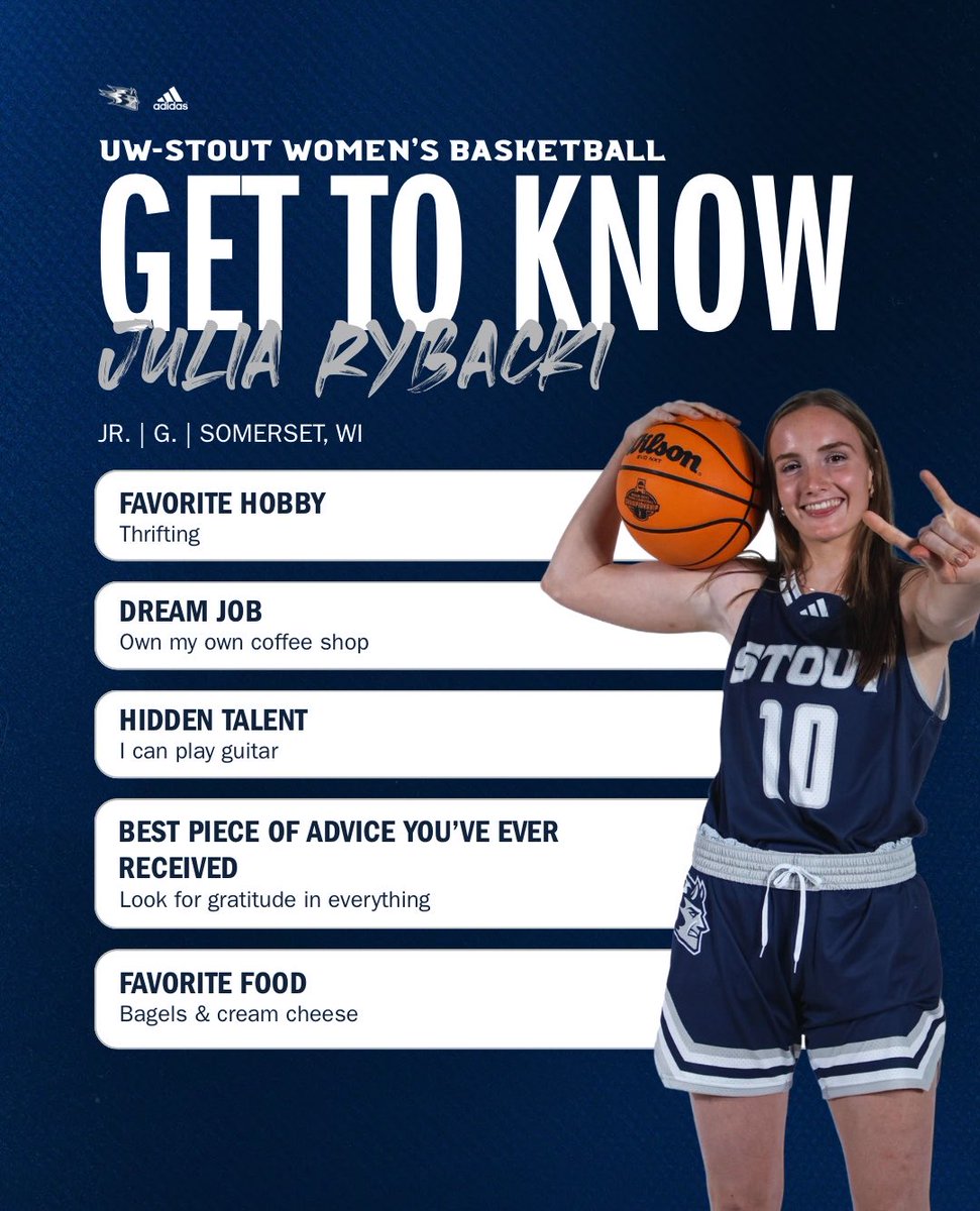 BlueDevilsWBB's tweet photo. Blue Devil Fans‼️ Today we’re sharing more about Junior, Julia Rybacki!! 🤩 Julia is from Somerset, WI, and is an Interior Design major with the hopes of working at a firm in hospitality!!! 🥳😈💙

#BuiltOnTrust #RollDevs https://t.co/QKCM4YcBJ5