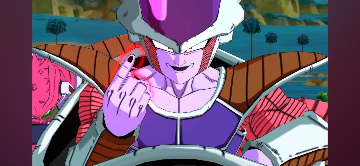Mattriosca's tweet photo. They've proved once again that, when they put their minds to it, they can come up with great ideas that surpass even the original source material.
Frieza's energy flowing through his hand before taking shape outside it, Zarbon and Dodoria's reactions, the sense of scale, the effects wrapping around the three models since they are solid bodies, and the clever use of the white background and camera depth in the win screen... everything was awesome.

And people still ask me why I criticize them when they lazily copy and paste the references...
