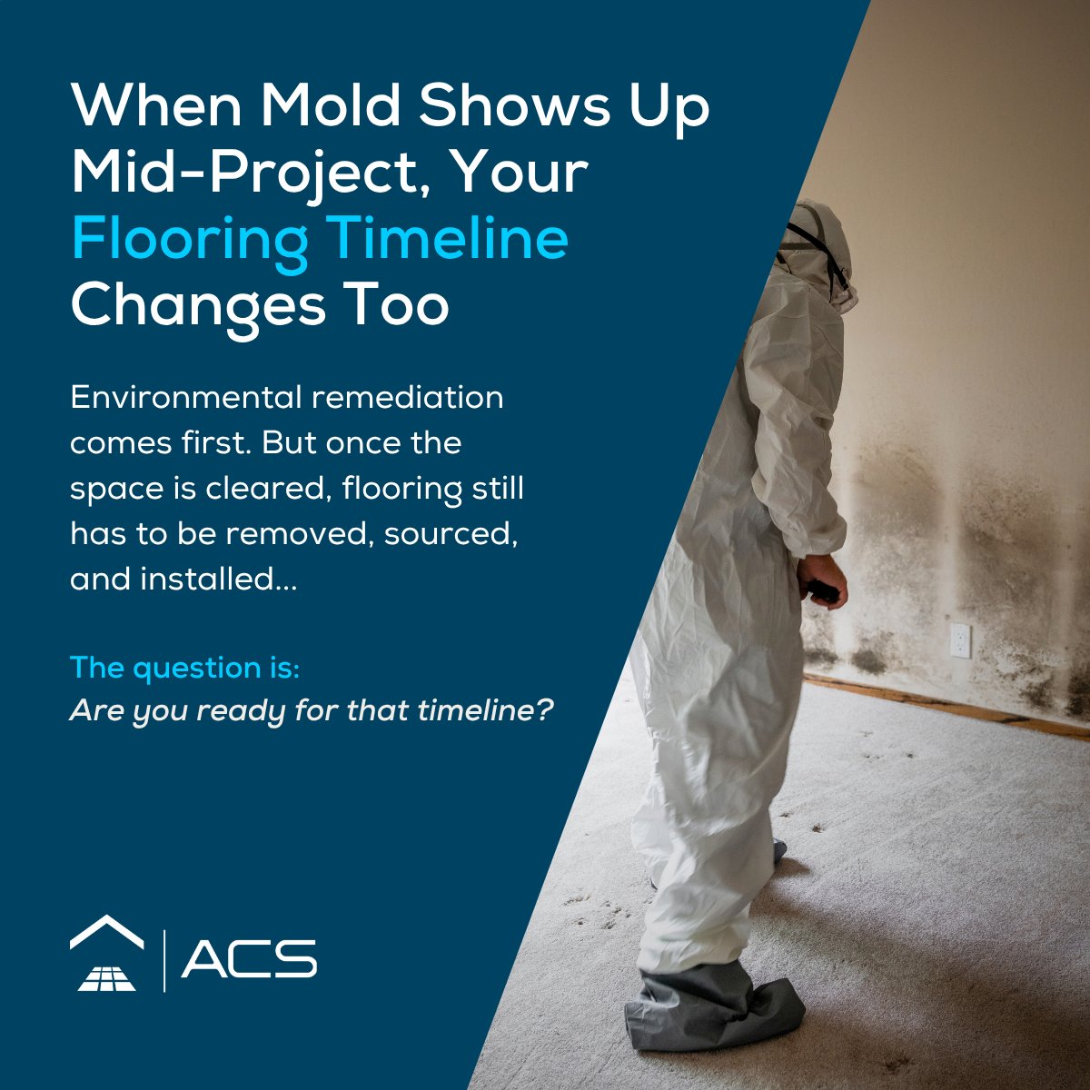 ACS_flooring's tweet photo. Unexpected mold or moisture can create a second timeline for a project: flooring removal, sourcing, and installation.
Plan for flooring early so remediation doesn't become a longer schedule delay.
Read the full blog: https://t.co/Y0tDfV9Nd1 https://t.co/OHnUZ6ylAy
