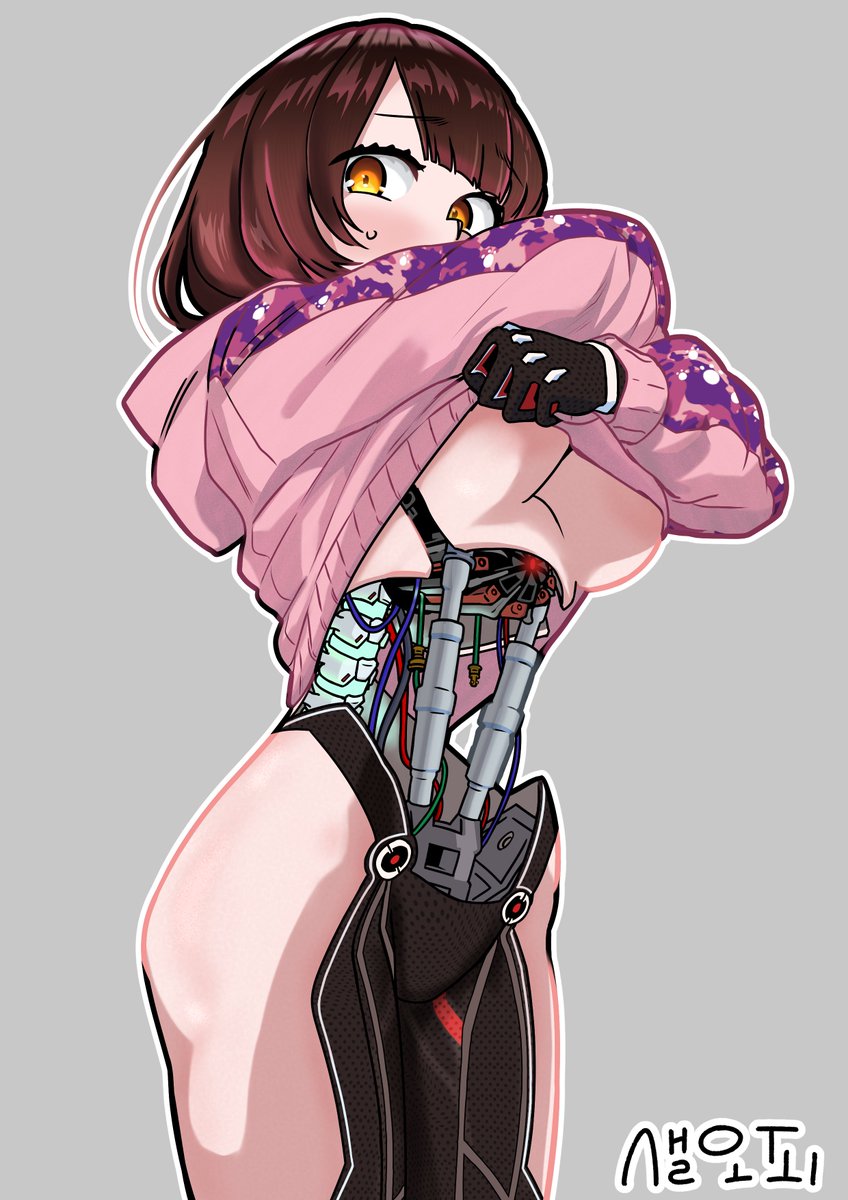 saladoijipickle's tweet photo. 옷 갈아입는 중이야! 들어오지마!
着替え中だから、入らないで！
 #ロボ子Art https://t.co/o0QbAxkUBe