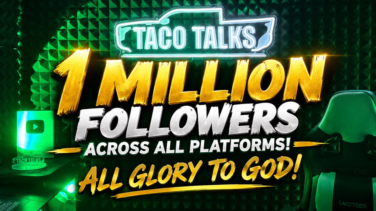 taco_talks's tweet photo. Praise God! Across all platforms we have passed 1 Million Followers! That’s insane! God Is So Good! I’m So Blessed To Be Given This Ability To Teach The Bible!
#TacoTalks #1MillionFollowers #Christian https://t.co/d5aXUzd8QW