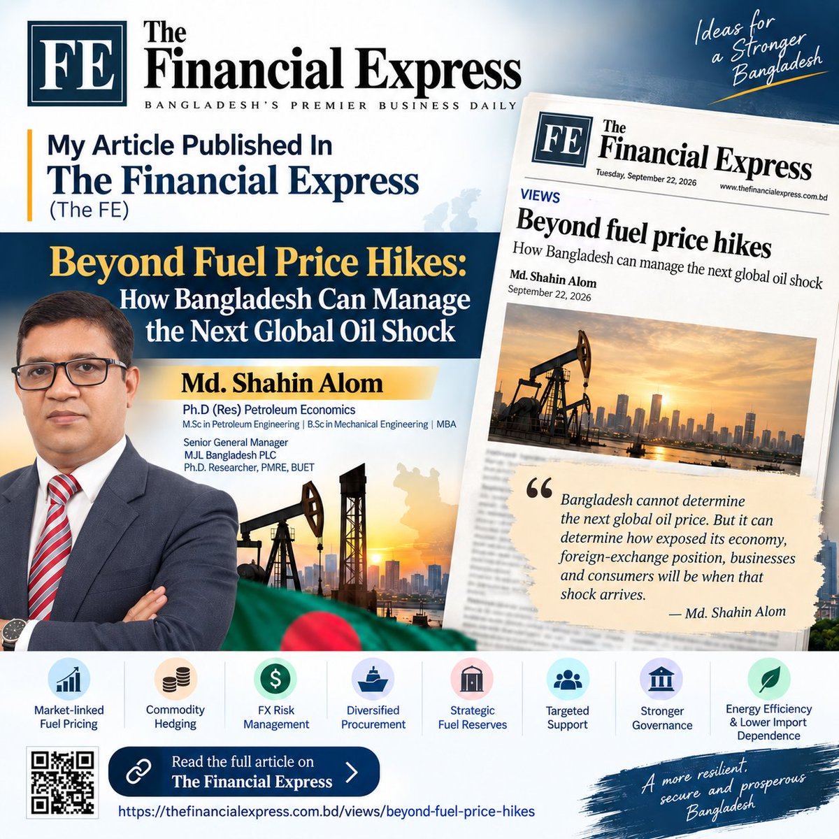 shahinalom84's tweet photo. Pleased to share that my article, “Beyond Fuel Price Hikes: How Bangladesh Can Manage the Next Global Oil Shock,” has been published in The Financial Express.

Read: https://t.co/ryVZYJeVvJ

#FinancialExpress #EnergyPolicy #Bangladesh #PetroleumEconomics #EnergySecurity https://t.co/JBksHrlGfm