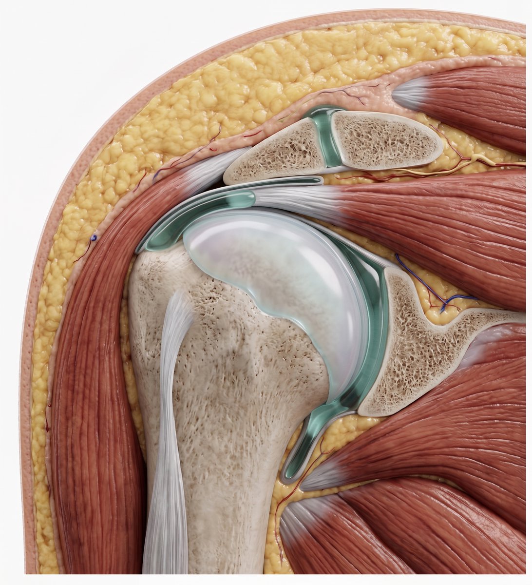 docskalski's tweet photo. I asked gemini "Make this illustration I made of a coronal cross section of the shoulder look like a high quality 3d render." It's not perfect, but nothing a little time in photoshop can't fix (or given a little more instruction to the AI) https://t.co/bt8yXhB6Pm