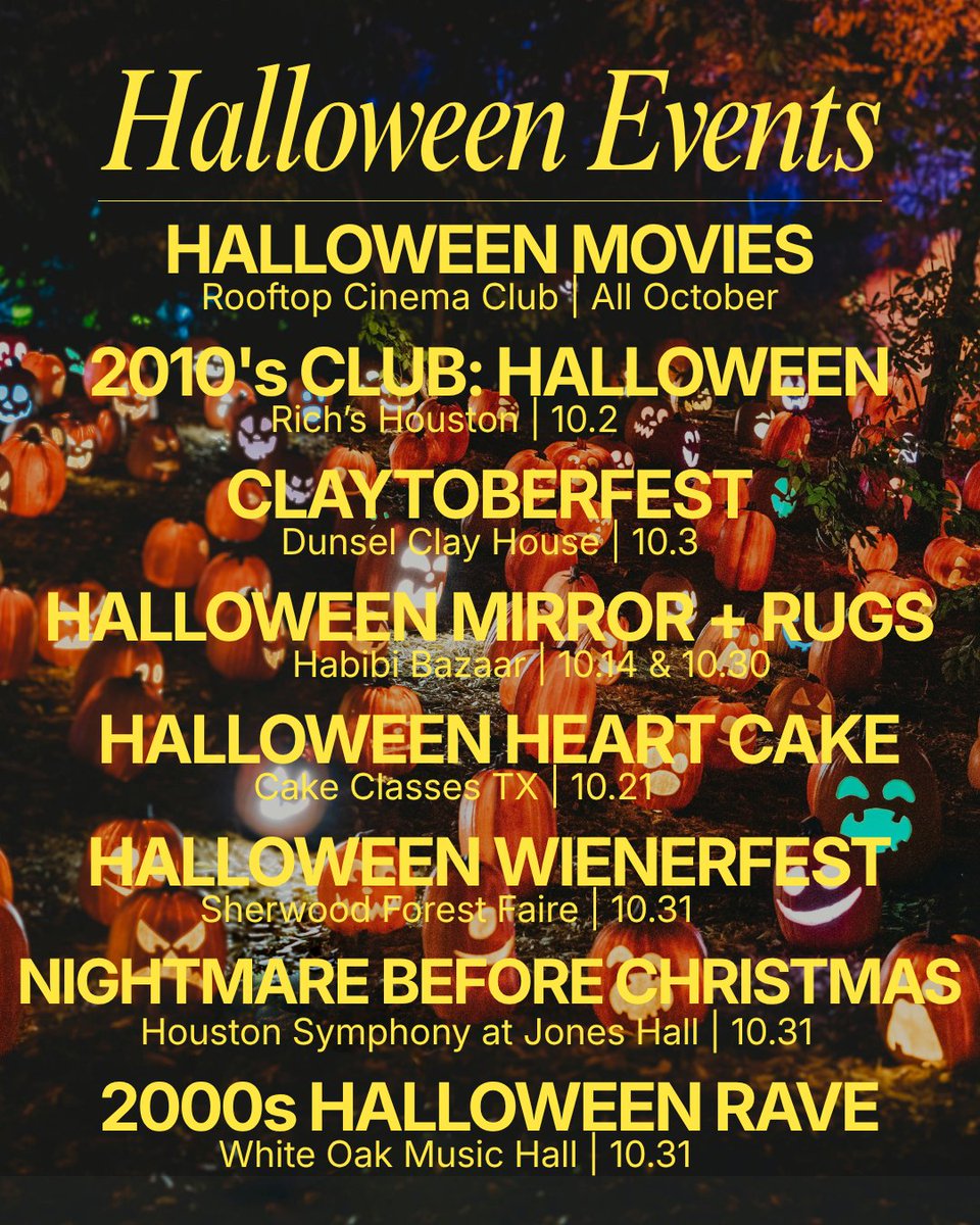 Do713's tweet photo. Fall in Houston is officially on the calendar. From pumpkin patches and fall festivals to markets, concerts, and spooky season, we rounded up everything worth doing this season.

Check out our full Houston Fall Guide: https://t.co/uxlCCDxXGW https://t.co/q0EAU7HMZt