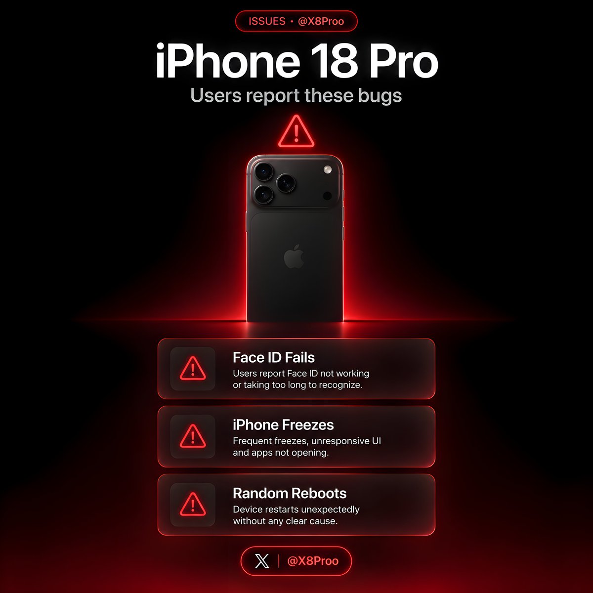X8Proo's tweet photo. Many iphone 18 pro users are reporting these issues ,
#iphone18pro #apple #issue https://t.co/PyrIG1WIMA