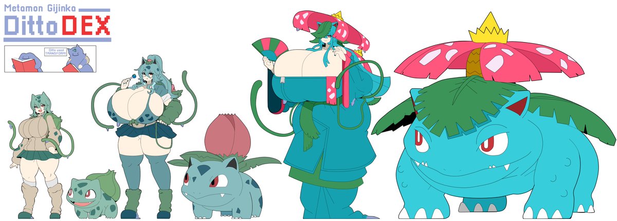 CasualDemo's tweet photo. Bulbasaur evolution line Gijinka https://t.co/iwwokqj3ds