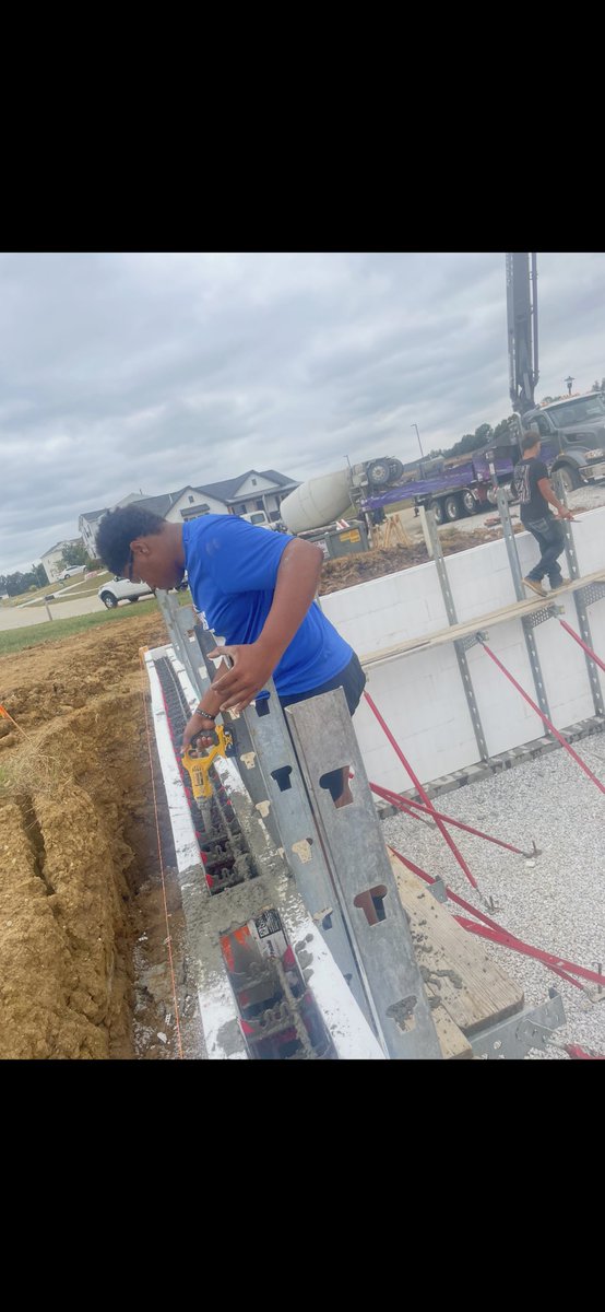 MrMeyersTBHS's tweet photo. Foundation day for the Tech house. Construction trade students and teachers stacked SuperForm ICF and poured the foundation today — hands-on work, real skills, and a solid start for 2026/27 @TbhsTech House. https://t.co/bHN9lJSMCj