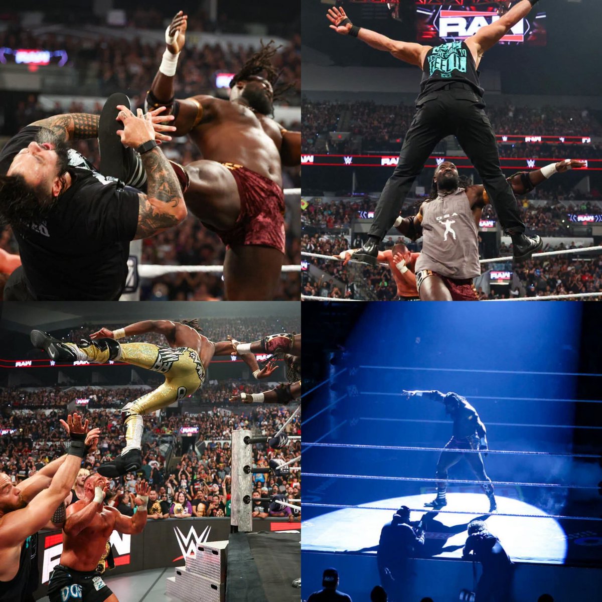 wrestleSzn01's tweet photo. The way Oba Femi took out Bron, Bronson, and Austin single-handedly was crazy. He would have taken out Logan too if he had been cleared.

I would be surprised if Oba Femi doesn’t leave WrestleMania 43 as the WWE Champion / World Champion. https://t.co/LdAhNZbH03