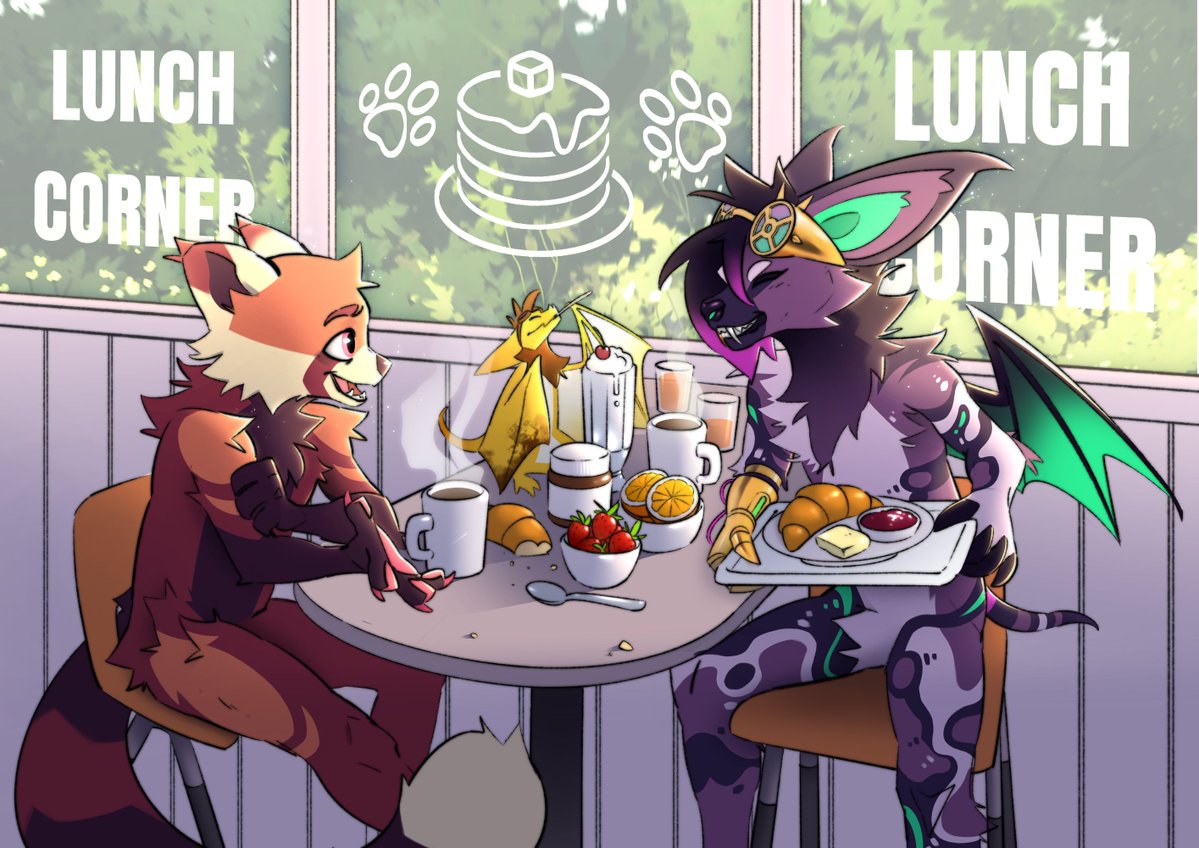 Kiiroyagaru's tweet photo. Une des illustrations que j'ai réalisées pour le @FluffEvent 2026 ✨ et utilisée pendant l'événement IRL.
Pandoux, Mytikas et Squeaky qui partage un p'tit brunch ^^ J'ai tellement aimé faire le rendu de ce dessin.
#furry #fluffevent #furryart https://t.co/oNjD2OwhpM