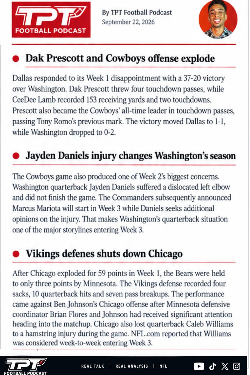 Jaydenlolar1's tweet photo. Top storylines from week 2 
#NFL #Chiefs #podcasts #News https://t.co/KDh03rZB3u