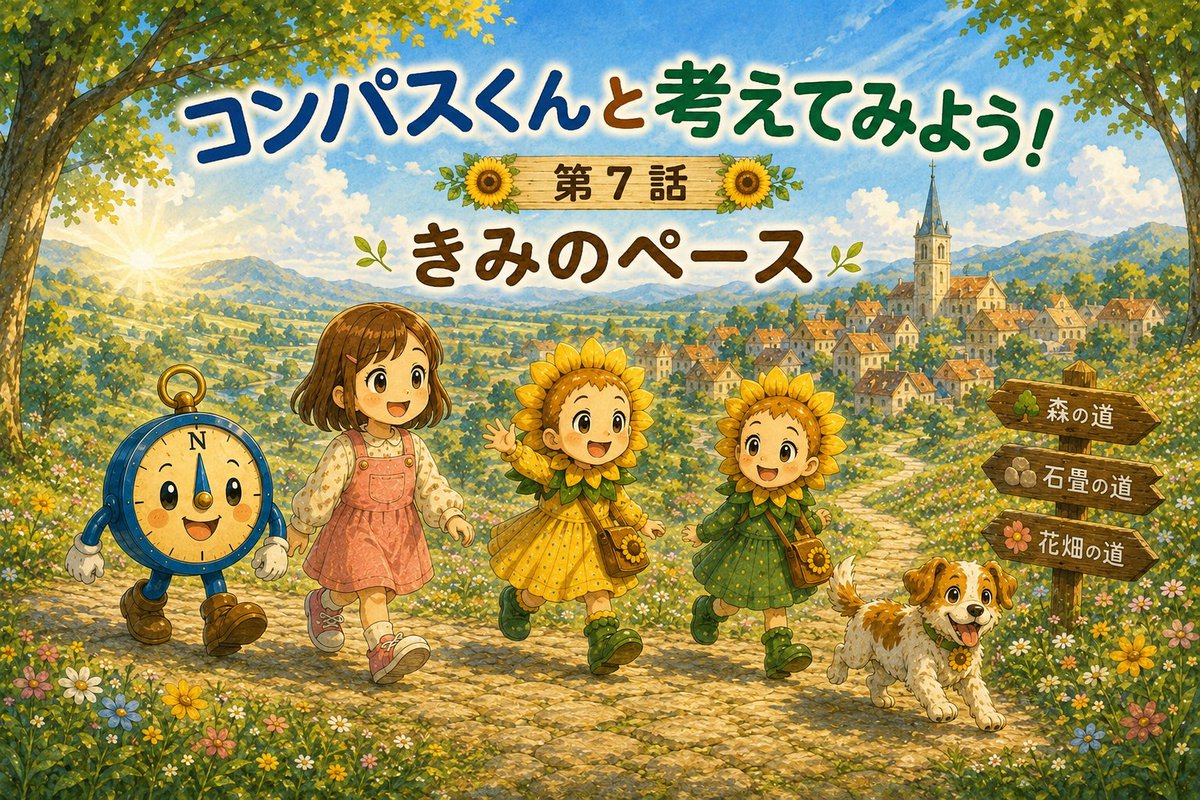 aTo4pass's tweet photo. 🌻WEB絵本
「コンパスくんと考えてみよう！」

第7話📖 
「きみのペース」を公開しました🧭

みんなと同じ速さで歩かなくても大丈夫。 大切なのは、誰かと比べることではなく、自分らしい歩幅で進むことなのかもしれません😊🌻

https://t.co/aJLtKJCQWG https://t.co/9uRvxSdYGC