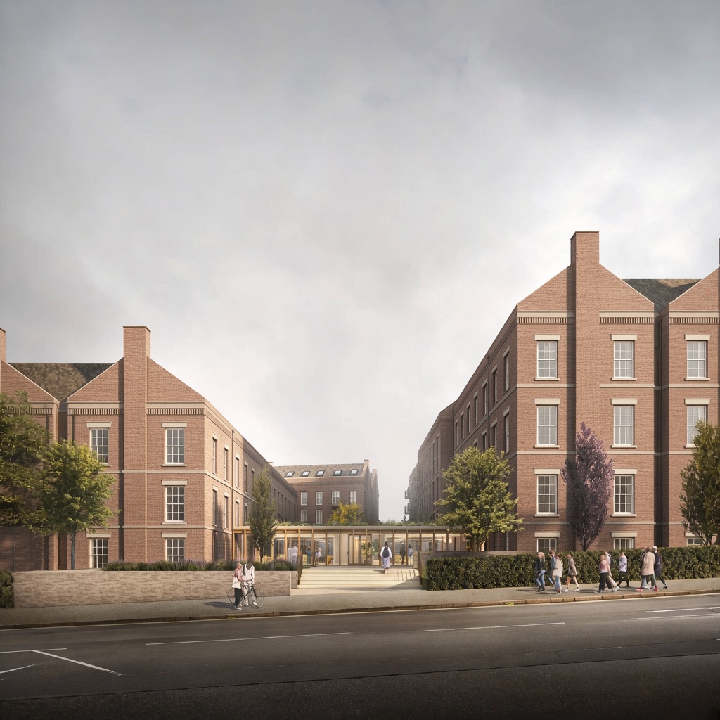 TheGhostSleepi1's tweet photo. You are starting to see mainstream architects rediscovering principles which work- classical proportions, bay windows etc. &amp; an interesting move towards decorative brickwork. Proportion wise for example this Exeter project is almost Georgian if you add sash windows. https://t.co/qKVbBO59NM
