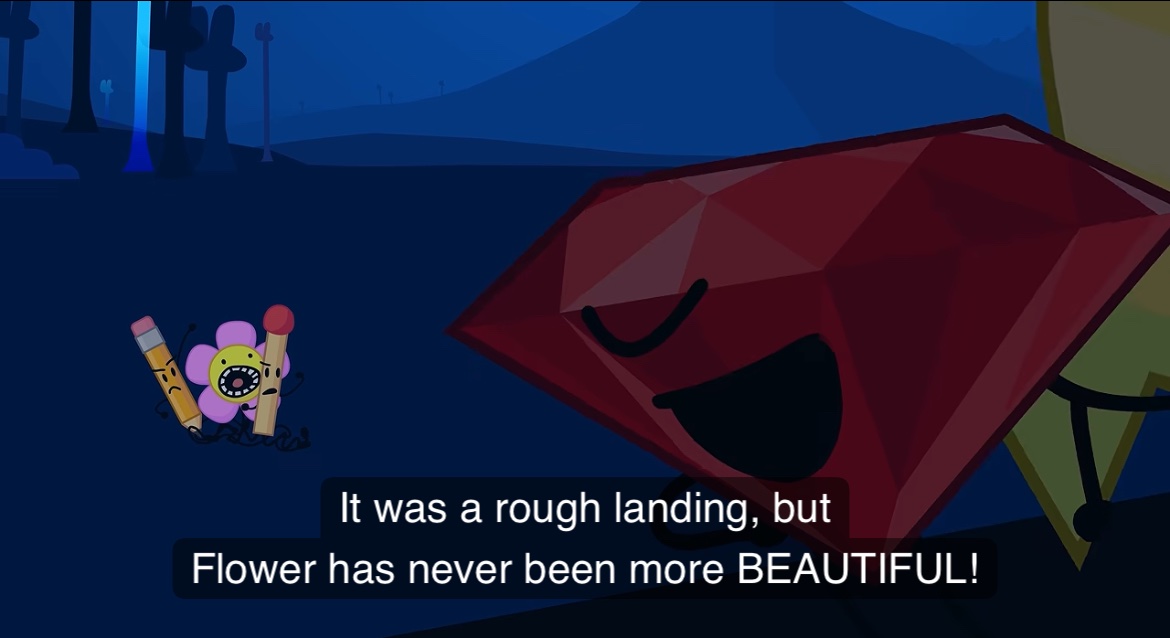 Flamer1d3rX's tweet photo. It doesn't really help that almost every interaction or line of dialogue in the first half of the episode is a reference or callback, you can tell that the writers are struggling to write these characters outside of these basic templates for jokes and it's getting worrying https://t.co/qUa1S3o7Pg