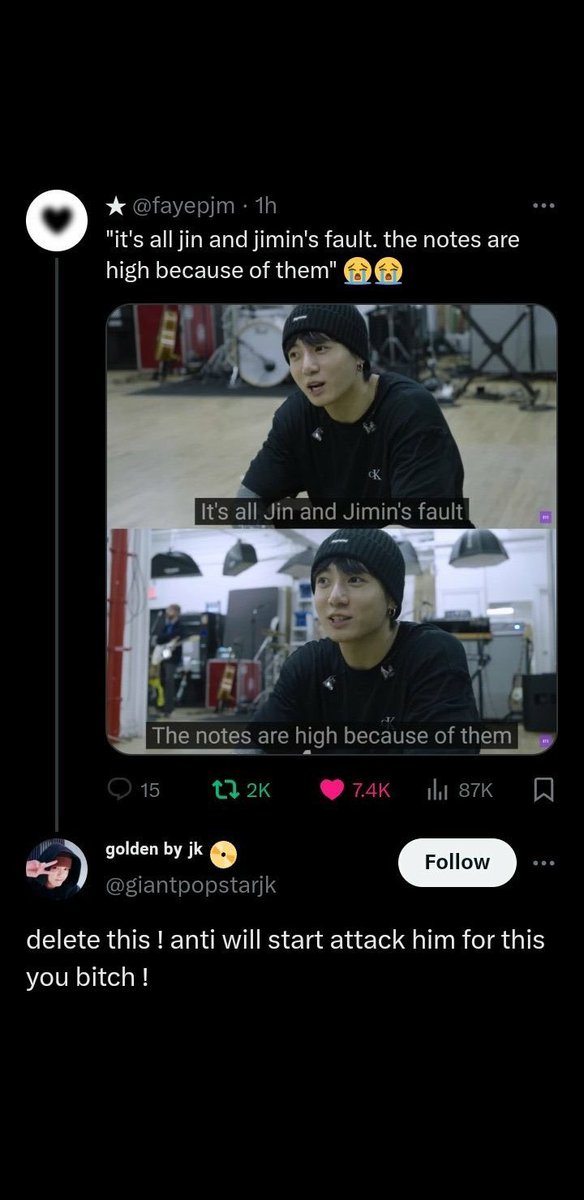 RodieeJM's tweet photo. Stanning a singer means respecting how he hears others’ opinions without blindly following them. He made his own choice, did it his way, and delivered another banger. If JK is so “opinionated” where’s his self-written/composed album instead of Western artists’ leftovers? https://t.co/Li2SIvYVgg