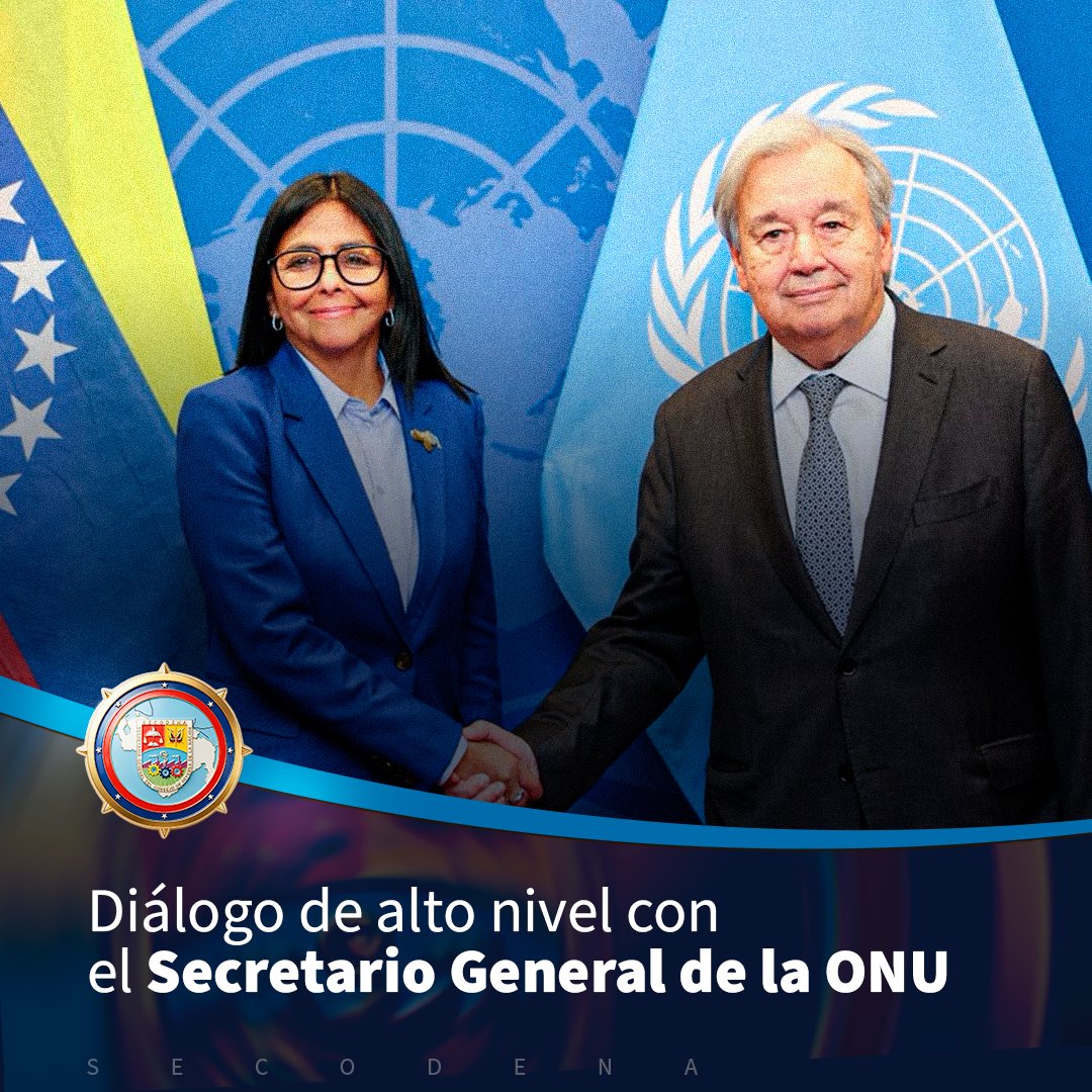secodena_ve's tweet photo. En el marco del 81.º período de sesiones de la ONU, nos reunimos con el Secretario General António Guterres. 

Evaluamos los principales retos globales, reafirmando nuestro compromiso con el diálogo soberano, la estabilidad y el multilateralismo. https://t.co/BCyQ3TFNNW