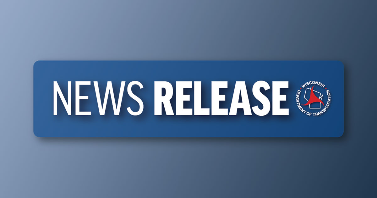 Blue banner displaying 'NEWS RELEASE' with the Wisconsin Department of Transportation logo on the right side.