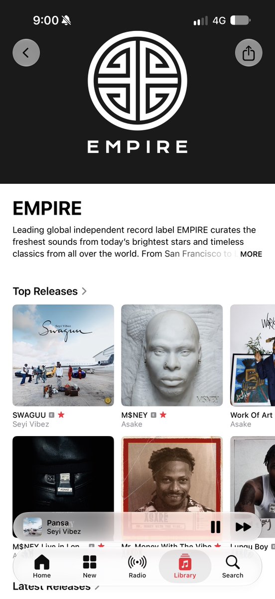 1BENNY7G's tweet photo. SEYI VIBEZ’ “SWAGUU” ALBUM IS NOW EMPIRE’S #1 TOP RELEASED ALBUM ON APPLE MUSIC! 🏆 https://t.co/6IWBmtlkct