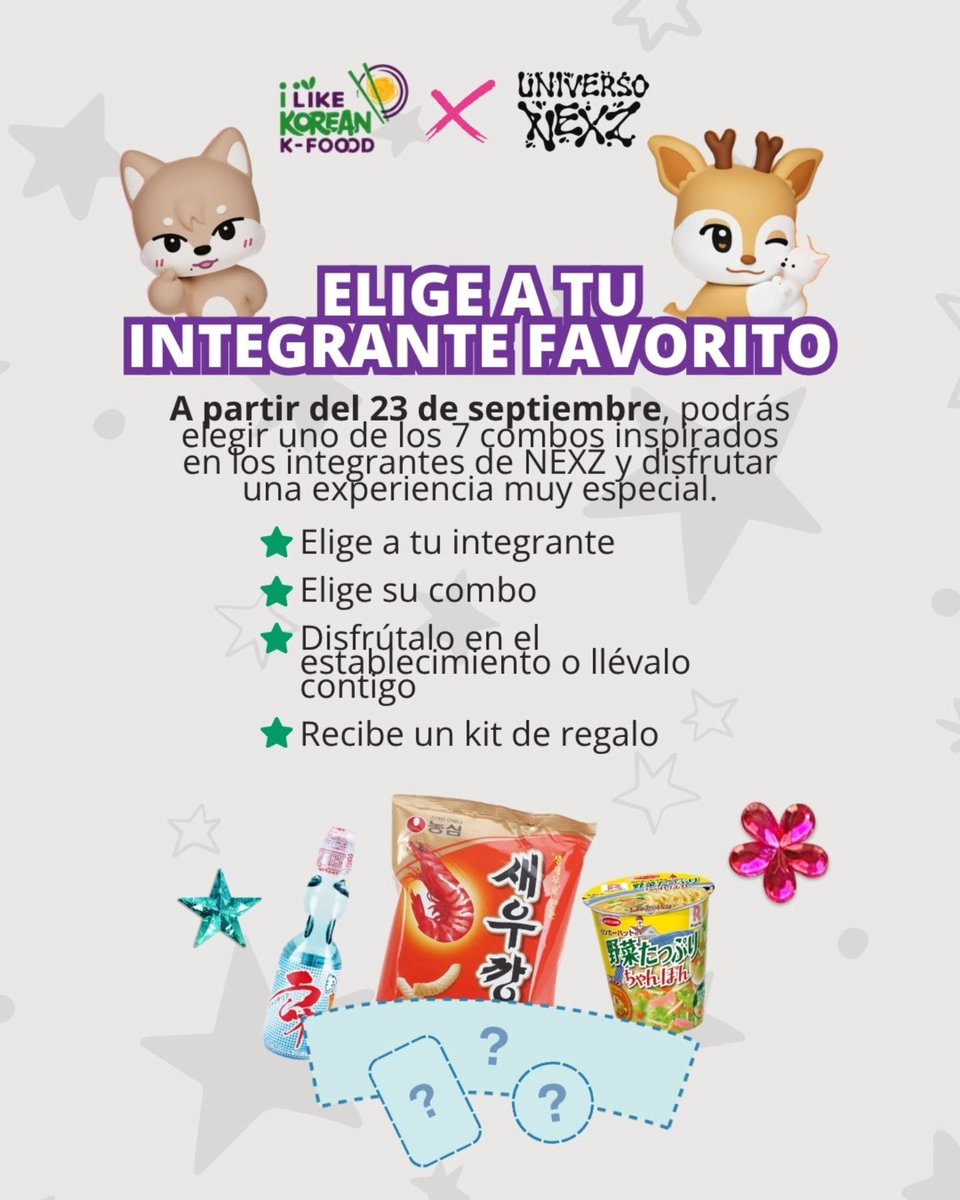 UniversoNEXZ's tweet photo. 🍜💛 ¡Nueva colaboración para NEX2Y!
Desde el 23 de septiembre, disfruta 7 combos especiales inspirados en cada integrante de NEXZ, con cupsleeve, photocard y sticker 🥰
📍 Río Tíber 71
⏳ Hasta agotar existencias
#NEXZ #NEX2Y #MEX2Y #ilikekf https://t.co/zYtELZWSqj