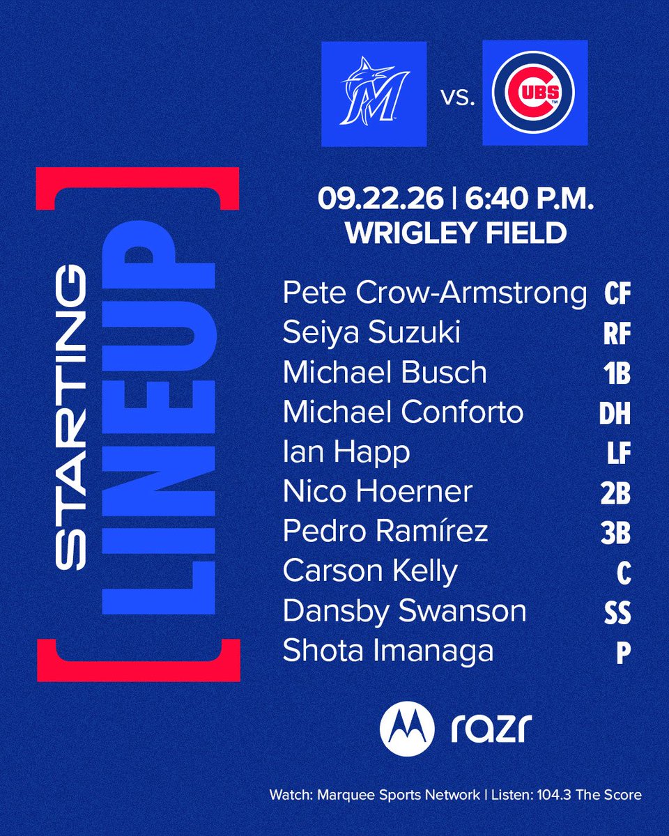 Cubs's tweet photo. An evening of Cubs baseball. 

Tune in live on @WatchMarquee. https://t.co/3nrfW8aDhF